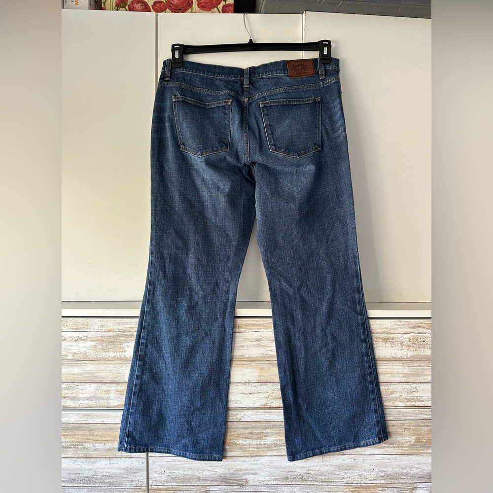 👖 Ralph Lauren LRL Classic Bootcut Jeans Size 14 Stretch Dark Wash - Picture 2 of 9